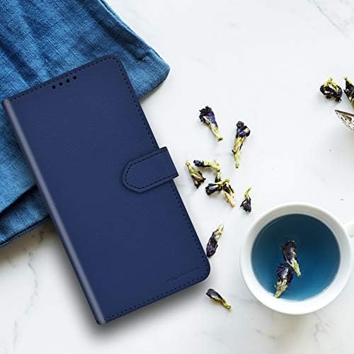 Чанта-портфейл Qoosan Galaxy A90 5G за Жени и Мъже, Сгъваема Флип калъф за телефон от Изкуствена кожа с държач за карти, Тъмно син