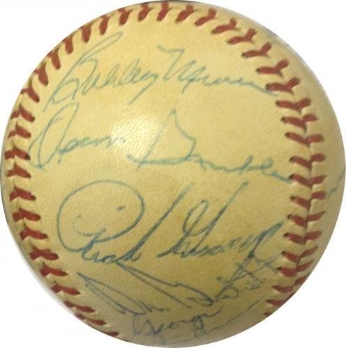 1980 Екипът на Янкис Подписа бейзболни 15 Auto Боби Mercer Джордж Стейнбреннер COA - Бейзболни топки с автографи