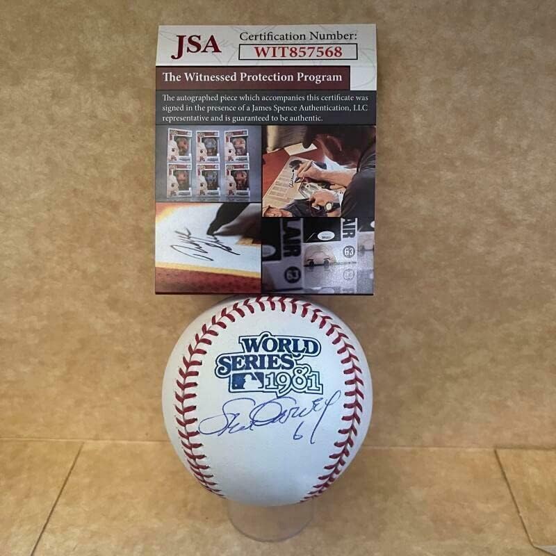 Стив Гарви Лос Анджелис Доджърс Подписа Договор с 1981 Ws Baseball Jsa Wit857568 - Бейзболни топки с автографи