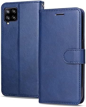 Калъф KKEIKO за Galaxy A42 5G, една Чанта-портфейл от изкуствена кожа за Samsung Galaxy A42 5G, Магнитен Защитен калъф с Противоударной вътрешна обвивка от TPU, Синьо
