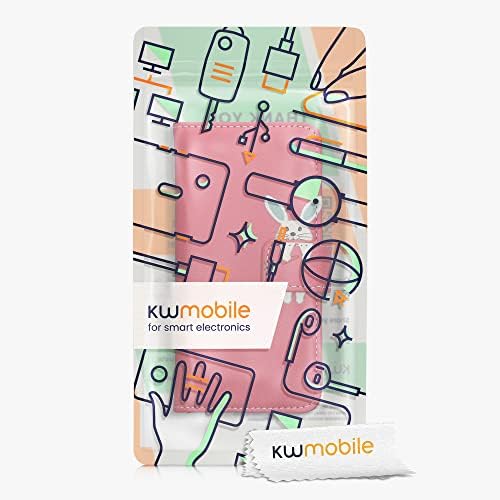 Чанта-портфейл kwmobile Съвместим с Apple iPhone 6 / 6S - Калъф от изкуствена кожа - RABIT Design Бял/Сив / Корал