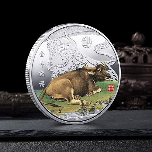 Точно копие на Възпоменателни монети 2021 година е Година на Бика Айде Позлатен Паметник Стая Пролетния Фестивал Завръщане у Дома Малък