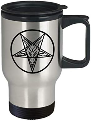 Езотерични пътна чаша Телема - Главата на козела, Бафомет, сатанински символ на Дявола - оккультная херметична алхимия, сатанизъм 666