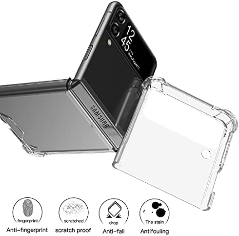 Feitenn за Samsung Galaxy Z Flip 3 Прозрачен калъф, [Твърд PC] [Подсилени ъгли] [Тънък и лек] устойчив на удари Защитен калъф за вашия