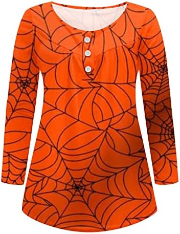 Crewneck Хенли Тениски С дълъг ръкав за момичета-Юношески Фестивал за Хелоуин Хол Сладък Плиссированный Жилетка Блузи, Тениски, Женски