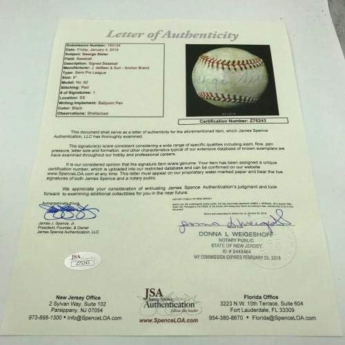 Рядко Бейзболен сингъл на Джордж Сислера с Автограф от JSA COA - Бейзболни топки с автографи