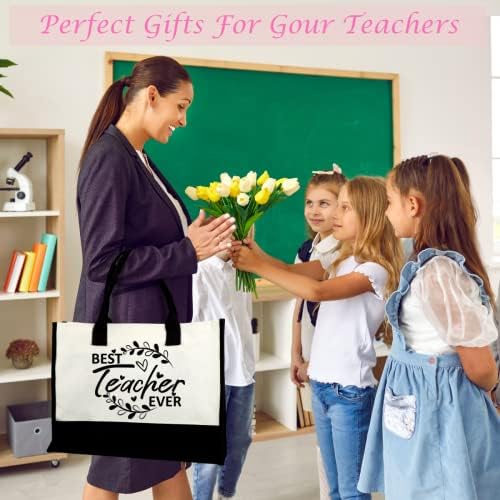Благодаря подаръци за учителите QLOVEA, най-Добрата в историята на Холщовая чанта-тоут за учители, Закопчалката на Върха на цип, Вътрешен Страничен джоб, Благодарстве?