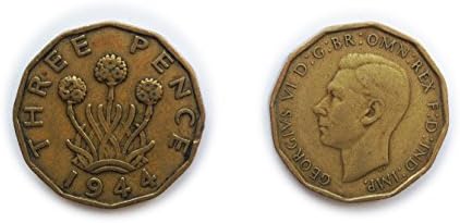 Монети за колекционери - С британски Трехпенсовые монети 1944 г. / Three Pence 3p Coin / Великобритания