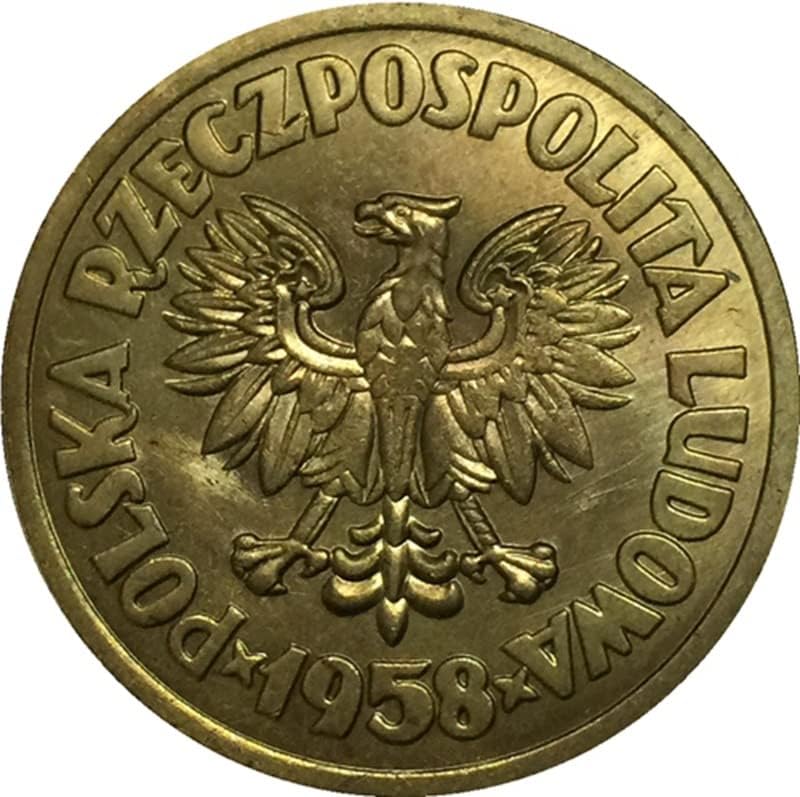 QINGFENG 1958 Полска Монета Меден Производство на Антични Монети, Чуждестранна Възпоменателна Монета Събиране на Монети Занаяти