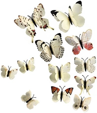 AKOAK 24 бр 3D Стикери за стена с Пеперуди, Двуслойни Етикети с Артистичен Интериор под формата на Крила на Пеперуда с Магнит и Двустранно
