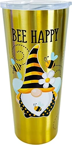 Spoontiques - Пътна чаша Bee Gnome от неръждаема стомана - Изолирани пътни чаши - Чаша за напитки от неръждаема стомана, с плъзгащо се